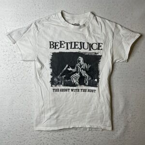 Beetlejuice Graphic T-Shirt Unisex Small White Ghost With The Most Movie Promo